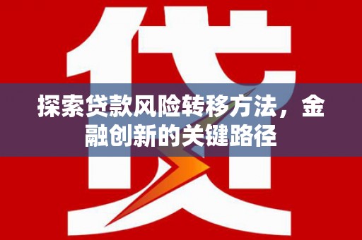 桑植探索贷款风险转移方法，金融创新的关键路径